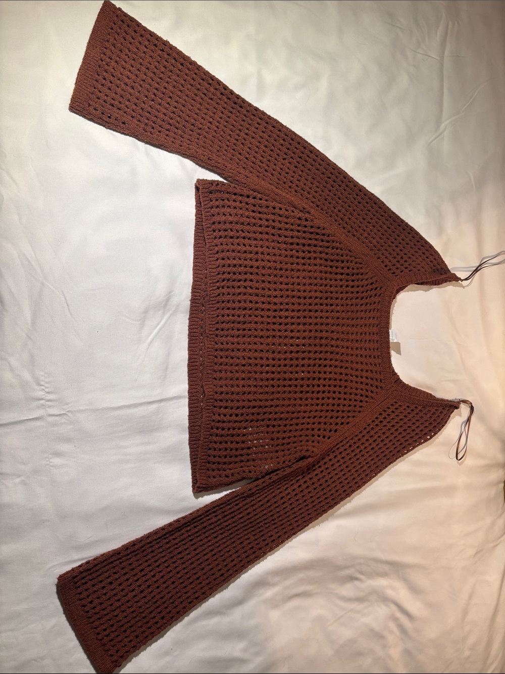 Old Navy Rust Brown Open-Knit Scoop Neck Sweater